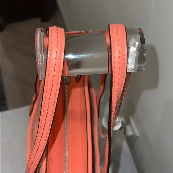 Coach Beige Signature Tote with Coral Trim - Picture 6 of 7